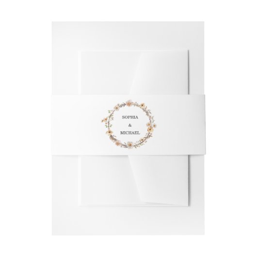 Beige Wild Flowers Wedding 招待状ベリーバンド (正面例)