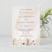Beige Wildflower Floral Garden Boho Wedding 招待状 (スタンド正面)
