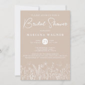 Beige Wildflowers Bridal Shower Invitation 招待状 (正面)