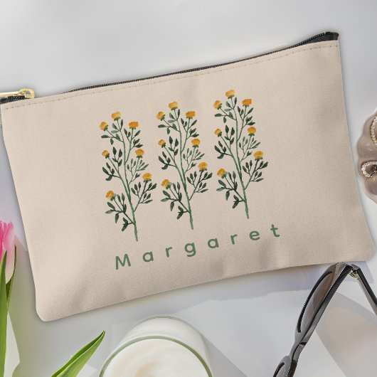 Beige Wildflowers Elegance Boho Trendy アクセサリーポーチ