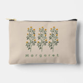 Beige Wildflowers Elegance Boho Trendy アクセサリーポーチ (正面)