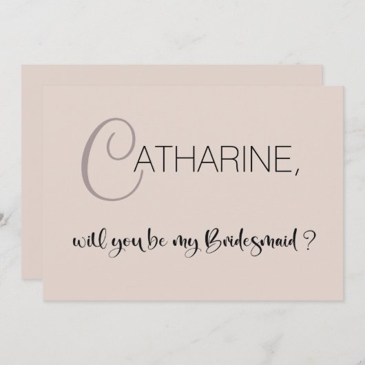 Beige Will be my Bridesmaid proposal 招待状 (正面/裏面)