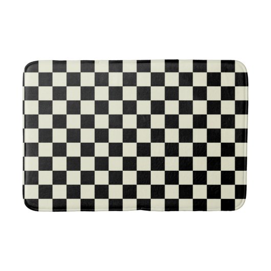 Beige with Black Square Pattern バスマット (正面)