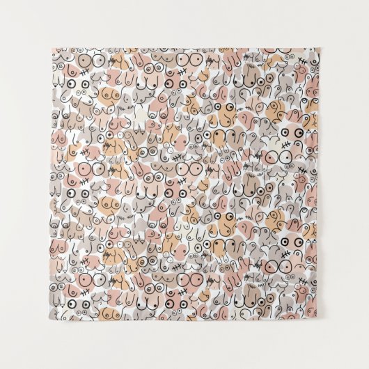 beige woman fun breast タペストリー (正面)