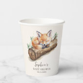 Beige Woodland Fox Baby Shower Paper Cup 紙コップ (裏面)