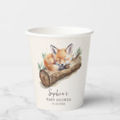 Beige Woodland Fox Baby Shower Paper Cup 紙コップ (正面)