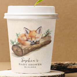 Beige Woodland Fox Baby Shower Paper Cup 紙コップ