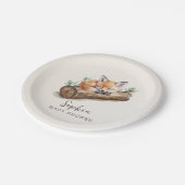 Beige Woodland Fox Baby Shower Paper Plate ペーパープレート (アングル)