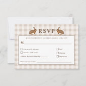 Beige Woodland Hare Bunnies Wedding RSVP Card (正面)