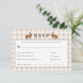 Beige Woodland Hare Bunnies Wedding RSVP Card (スタンド正面)