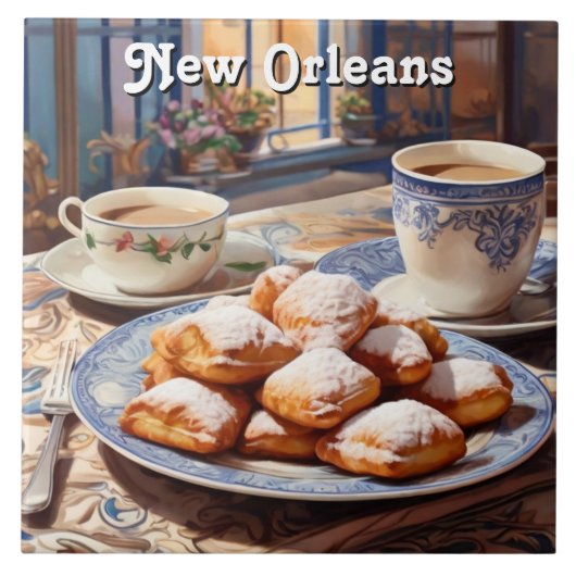 Beignets New Orleans Baked Sweet Treat Kitchen タイル (正面)