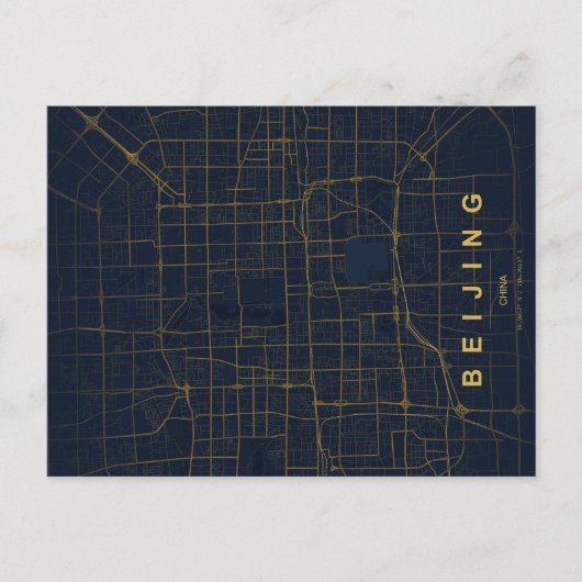 Beijing China Map Minimal Postcard ポストカード (正面)