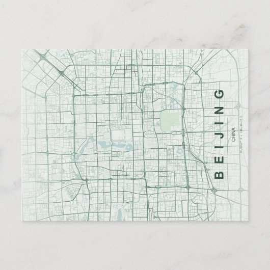 Beijing China Map Minimal Postcard ポストカード (正面)