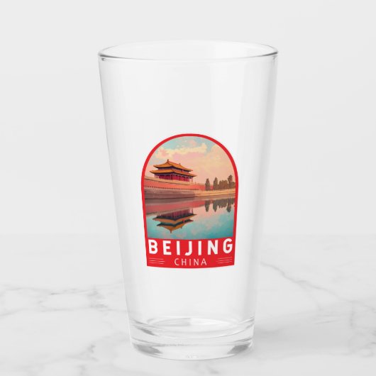 Beijing China Travel Art Emblem タンブラーグラス (正面)