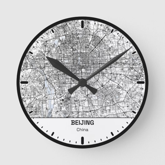 Beijing Clock City Line Art ラウンド壁時計 (正面)