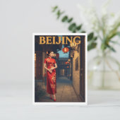 Beijing Old Town Lantern Night Cheongsam ポストカード (スタンド正面)