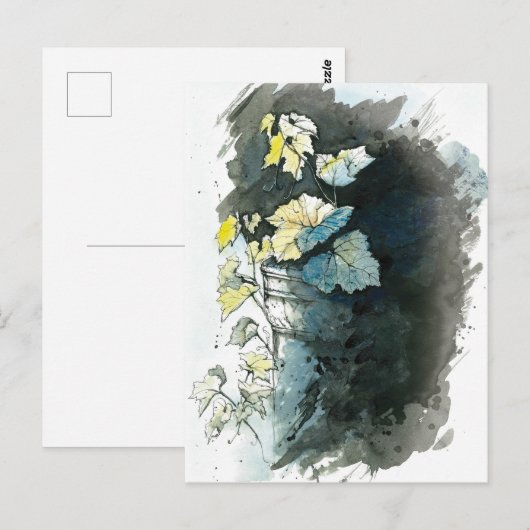 Beileidskarte mit Weinrebe ポストカード (正面/裏面)