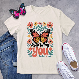 Being 保 You Butterfly T-Shirt -レトロフローラ トライブレンドTシャツ