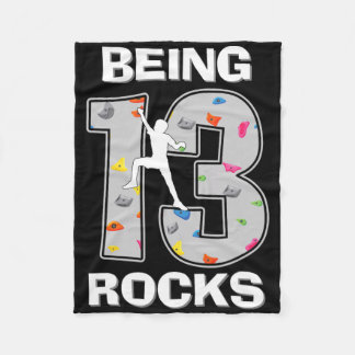 Being 13 Years Old Rocks Rock Climber 13th Birthda フリースブランケット
