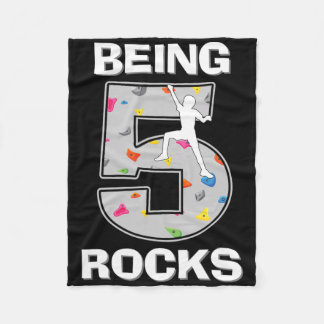 Being 5 Years Old Rocks Rock Climber 5th Birthday  フリースブランケット