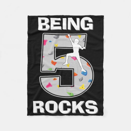 Being 5 Years Old Rocks Rock Climber 5th Birthday  フリースブランケット (正面)