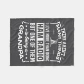 Being A Ham Radio Grandpa Funny Old Man  フリースブランケット (正面(横))