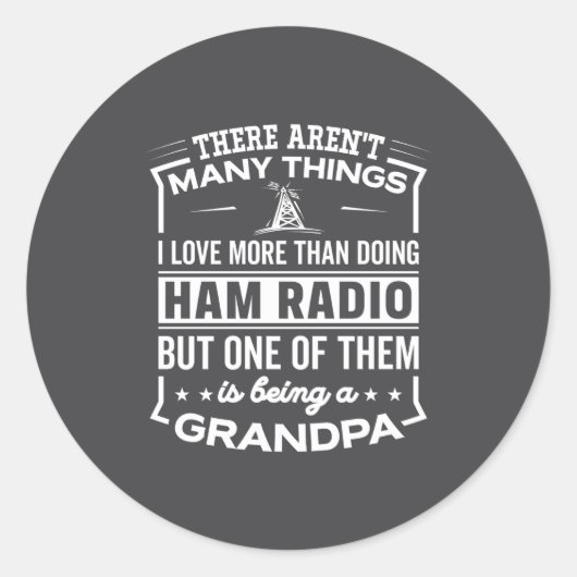Being A Ham Radio Grandpa Funny Old Man  ラウンドシール (正面)