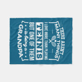 Being A Tennis Grandpa Funny Old Man  フリースブランケット (正面(横))