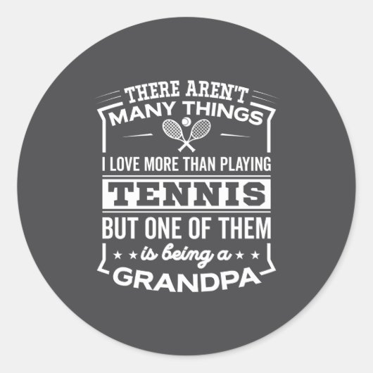 Being A Tennis Grandpa Funny Old Man  ラウンドシール (正面)