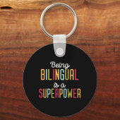 Being Bilingual Is A Superpower Dual Language Bili キーホルダー (正面)