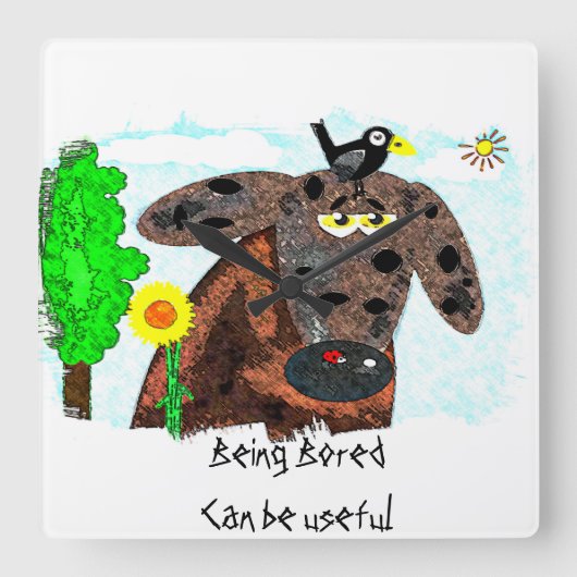 Being bored can be useful スクエア壁時計 (正面)