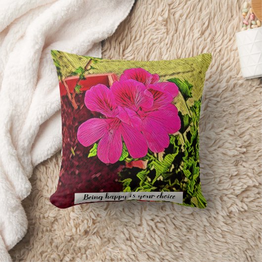 Being happy is your choice blooming flower  クッション (ブランケット)
