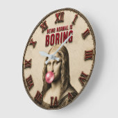 Being Normal Is Boring Funny Mona Lisa Bubble Gum ラージ壁時計 (傾斜)