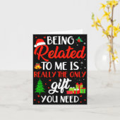 Being Related To Me Funny Christmas Family Xmas Pa カード (黄色い花)