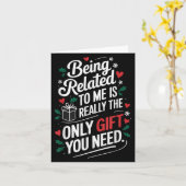 Being Related To Me Funny Christmas Family Xmas Pa カード (黄色い花)