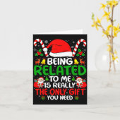 Being Related To Me Funny Christmas Family Xmas Pa カード (黄色い花)