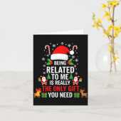 Being Related To Me Funny Christmas Family Xmas Pa カード (黄色い花)