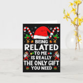 Being Related To Me Funny Christmas Family Xmas Pa カード (黄色い花)