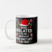 Being Related To Me Funny Christmas Family Xmas Pa コーヒーマグカップ (左)