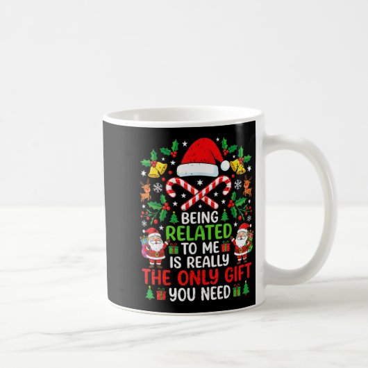 Being Related To Me Funny Christmas Family Xmas Pa コーヒーマグカップ (右)