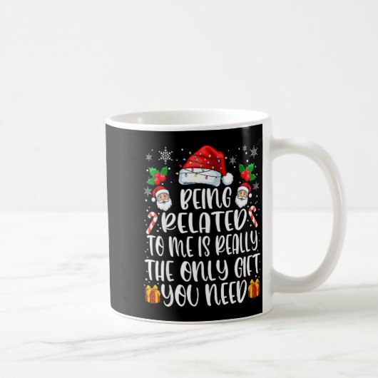 Being Related To Me Funny Christmas Family Xmas Pa コーヒーマグカップ (右)