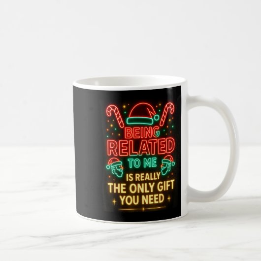 Being Related To Me Funny Christmas Family Xmas Pa コーヒーマグカップ (右)