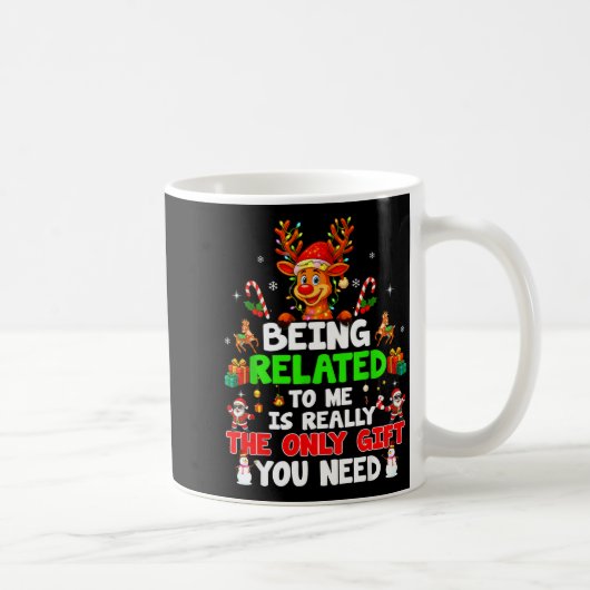 Being Related To Me Funny Christmas Family Xmas Pa コーヒーマグカップ (右)