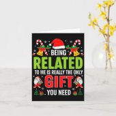 Being Related To Me Funny Christmas Men Women Kids カード (黄色い花)