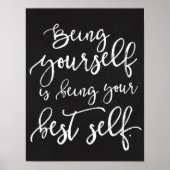 Being Your Best Self Rustic Typography Chalkboard ポスター (正面)