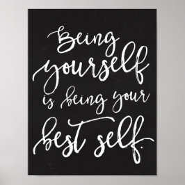 Being Your Best Self Rustic Typography Chalkboard ポスター