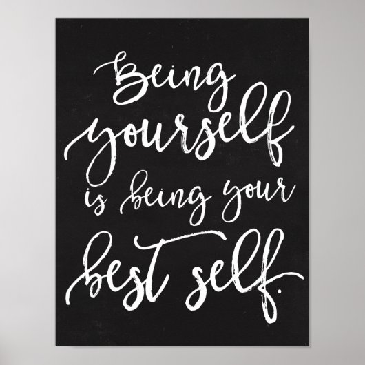 Being Your Best Self Rustic Typography Chalkboard ポスター (正面)