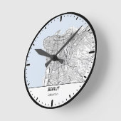 Beirut Clock City Line Art ラウンド壁時計 (傾斜)