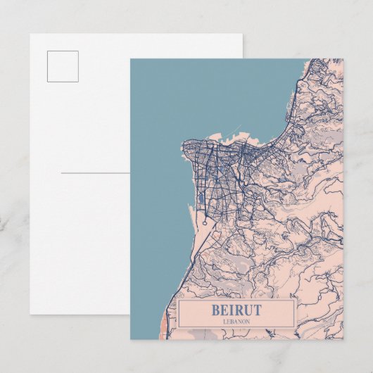 Beirut Lebanon Breezy City Map Travel ポストカード (正面/裏面)