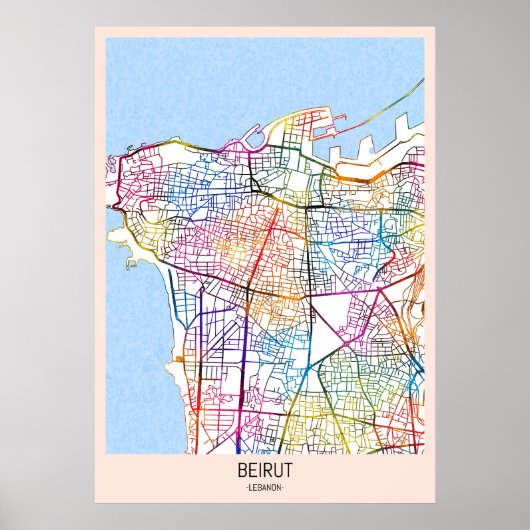 Beirut Lebanon City Map ポスター (正面)